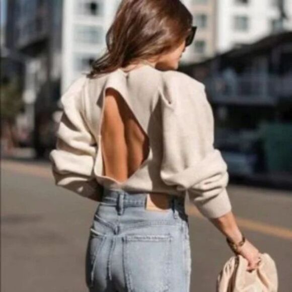 NWT Free People Saffron Open Back Sweater | XL - Picture 2 of 5